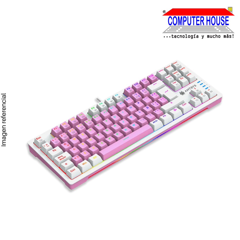 Teclado mecanico TLK ANTRYX CHROME STORM MK840 PINK, BLUE SWITCH(AMK-CS840PBL-SP)