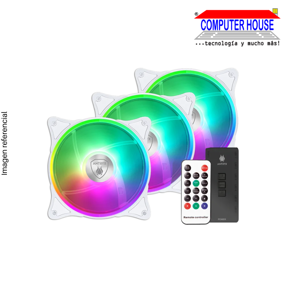 ANTRYX SPECTRUM 310 WHITE 120MM X3 ARGB KIT, CONTROLLER, W/REMOTE (AAK-CSDF310W)