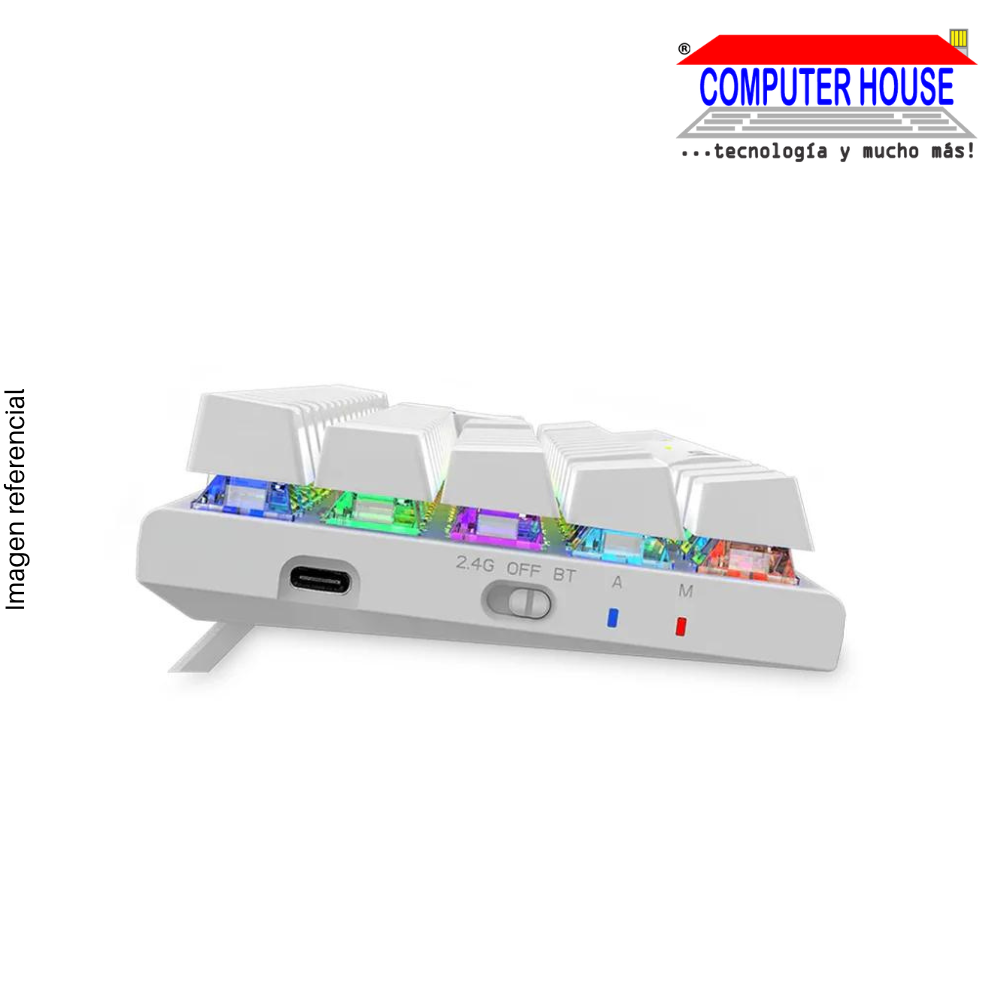 Teclado mecanico inalambrico ANTRYX MK825 TRIX WHITE, BLUE SWITCH, WIFI, BT, CABLE(AMK-825TXWBL-SP)