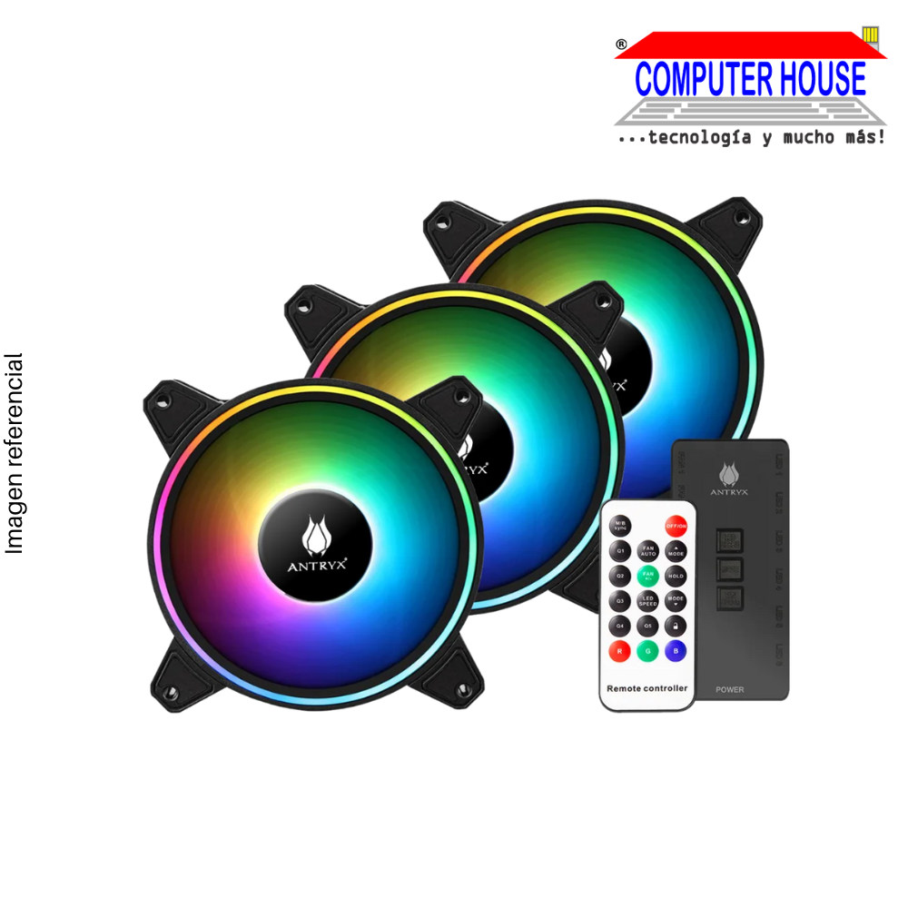 KIT ARGB ANTRYX SPECTRUM 310 BLACK 120MM X3, CONTROLADOR, C/REMOTO (AAK-SP310)