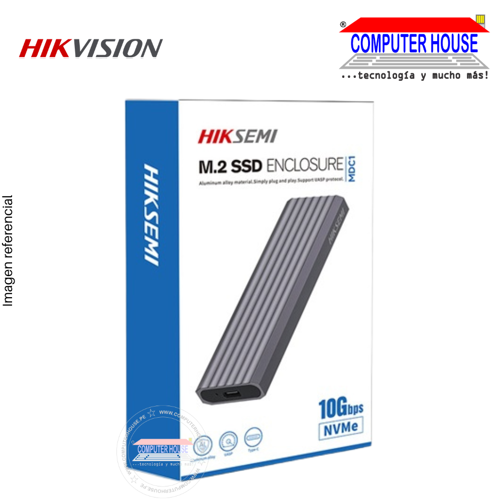 Carcasa externa HIKVISION M.2 SSD NVMe Carcasa de aluminio, USB 3.2/Tipo-C (10 Gbps), Gris (HIKVISION) HS-HUB-MDC1