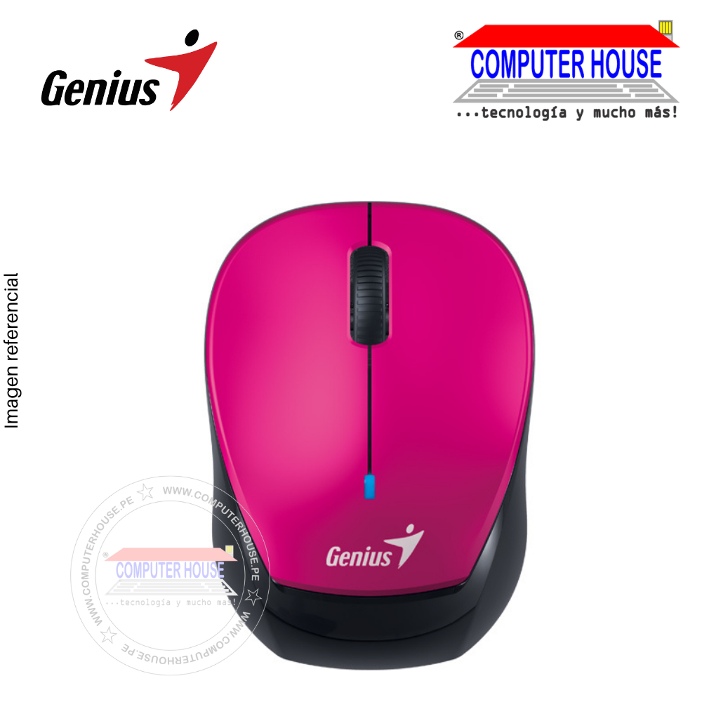 Mouse Inalámbrico GENIUS Micro Traveler 9000R, Recargable, Rosado, Receptor USB.