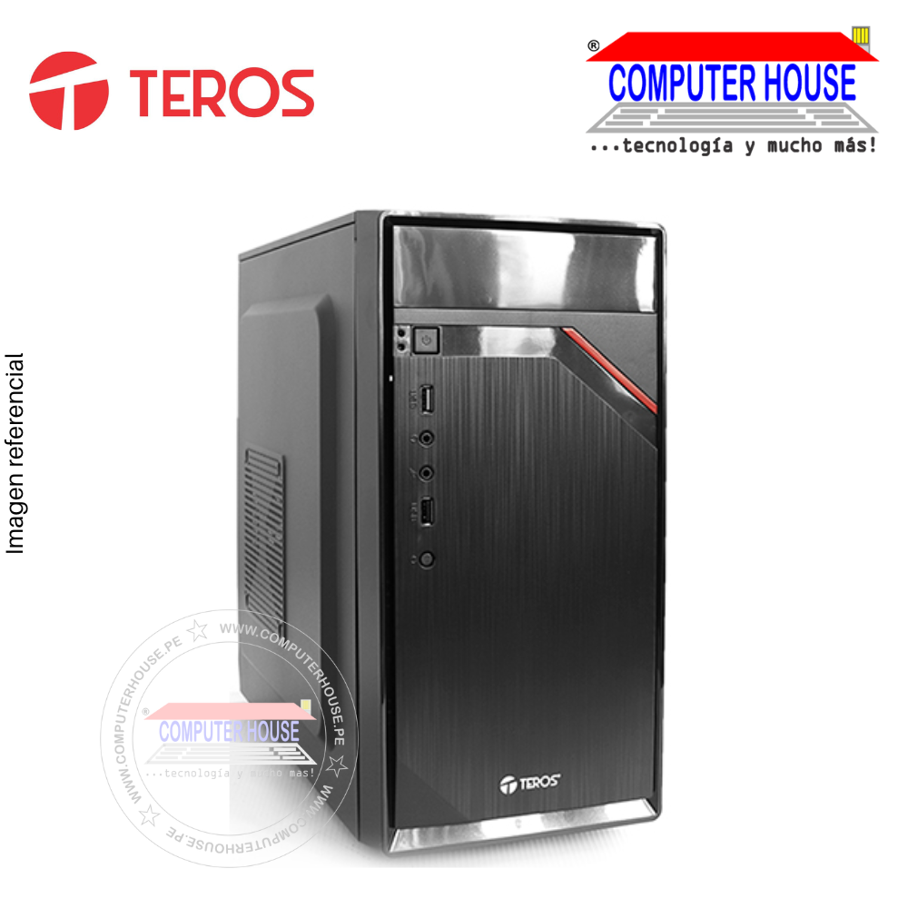 Case Teros TE1024, Micro Tower, Black, Con fuente 600W.