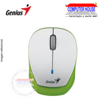 GENIUS Micro Traveler 9000R Wireless Mouse, Rechargeable, White/Green, USB Receiver.