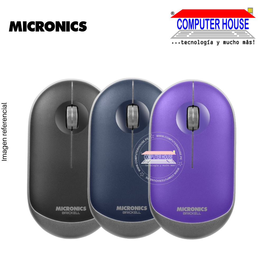 MICRONICS Mouse inalámbrico BRICKELL M703RX Recargable conexión USB.