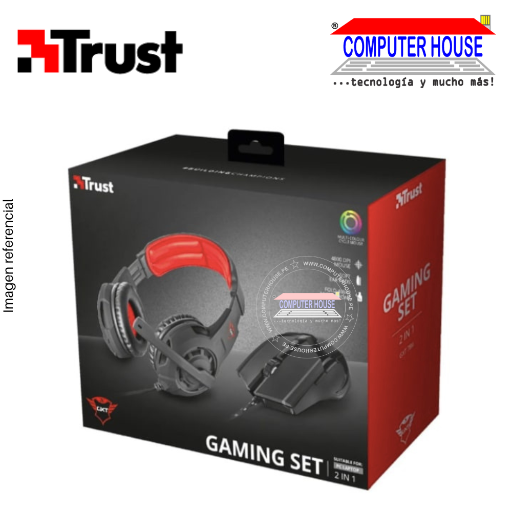 TRUST Headphones and Wired Mouse Gamer GTX 784 USB connection.