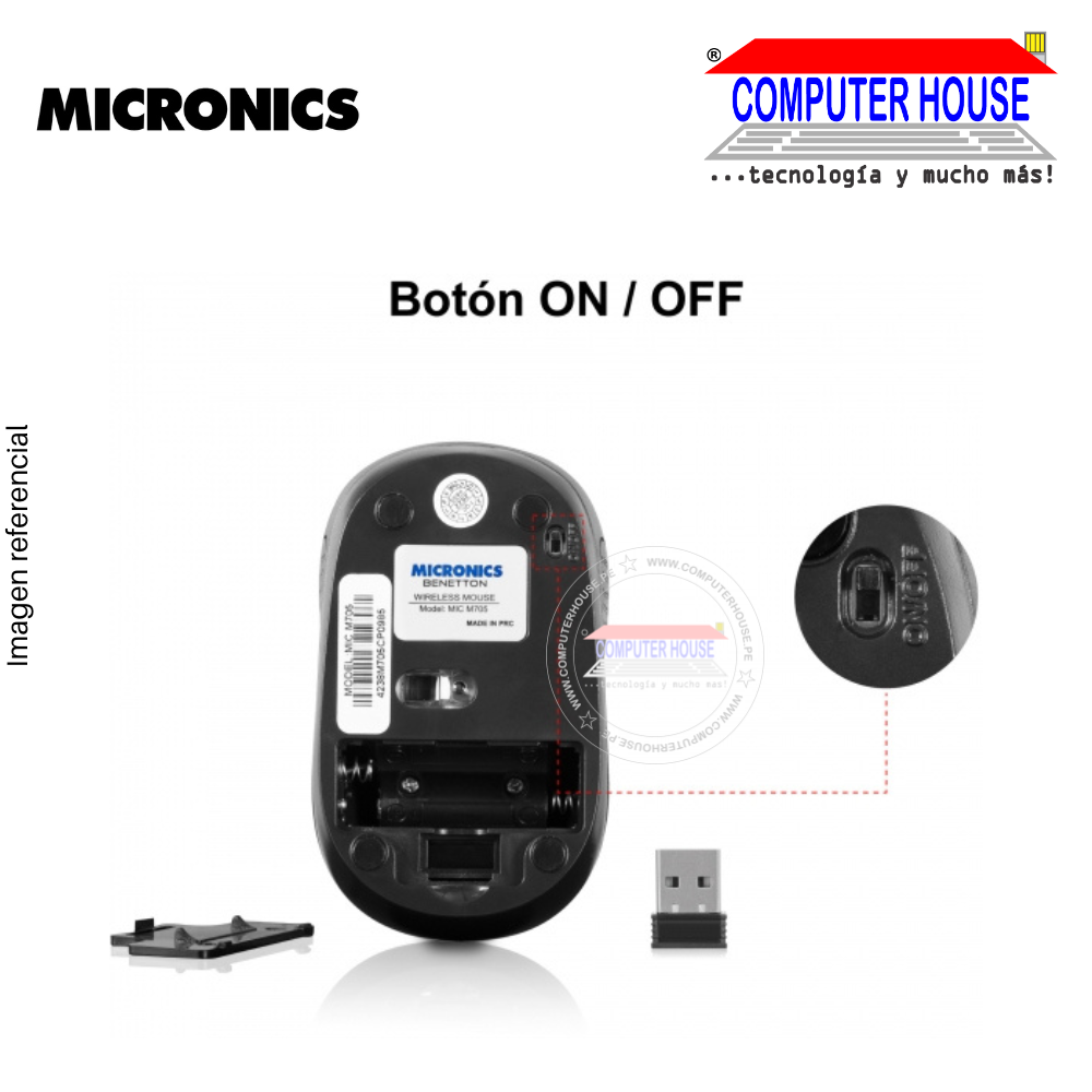 MICRONICS Mouse inalámbrico BENETTON M705 conexión USB.