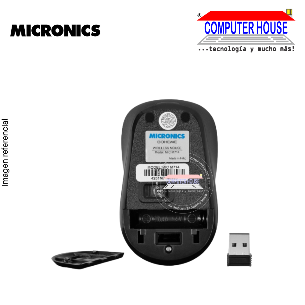 MICRONICS Mouse inalámbrico M714 Boheme conexión USB.
