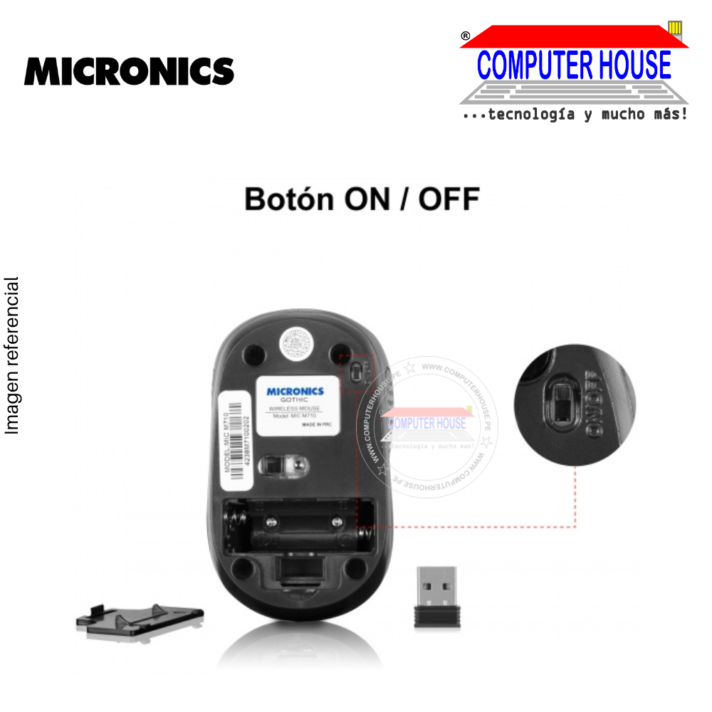 MICRONICS Mouse inalámbrico GOTHIC M710 conexión USB.
