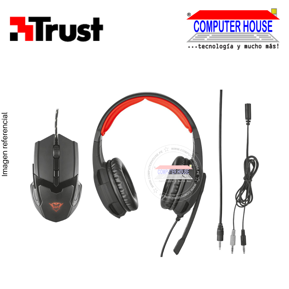 TRUST Headphones and Wired Mouse Gamer GTX 784 USB connection.