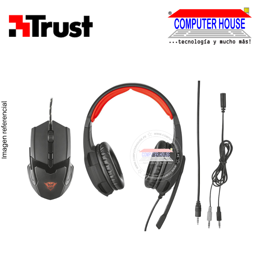 TRUST Audífonos Y Mouse alámbrico Gamer GTX 784 conexión USB.