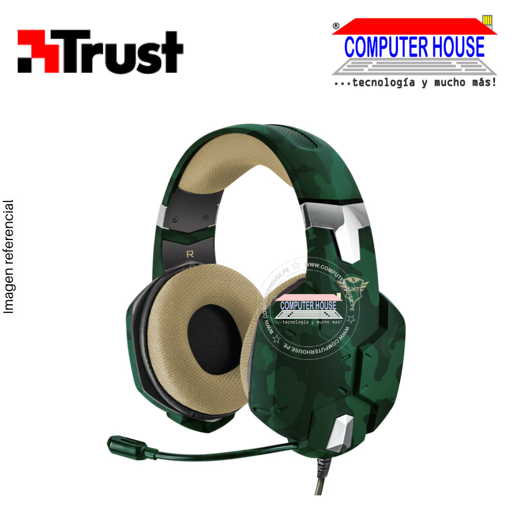 TRUST GXT322C, Wired Headphone, Carus Jungle Camo, 3.5mm Jack.