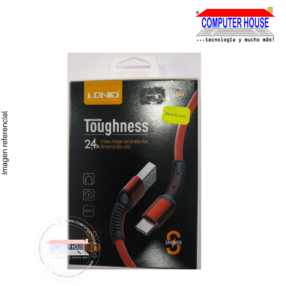Cable LDNIO MICRO USB LS63 2.4A TOUGHNESS 1M