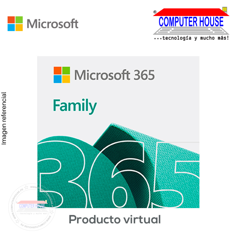 Microsoft Office 365 FAMILY 6PC, 1año, Licencia virtual (ESD) (6GQ-00088)