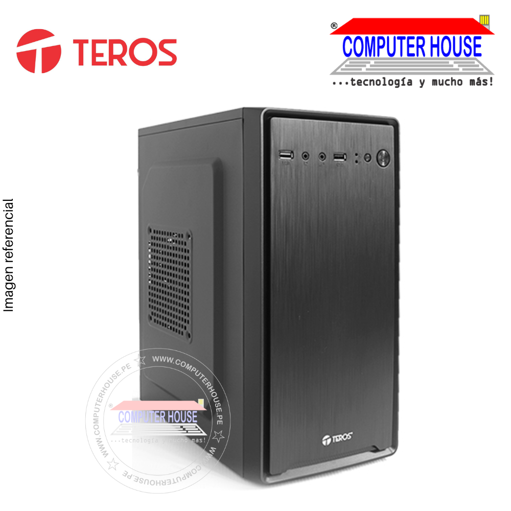 Case Teros TE1025/1030, Micro Tower, con fuente 600W.  black.