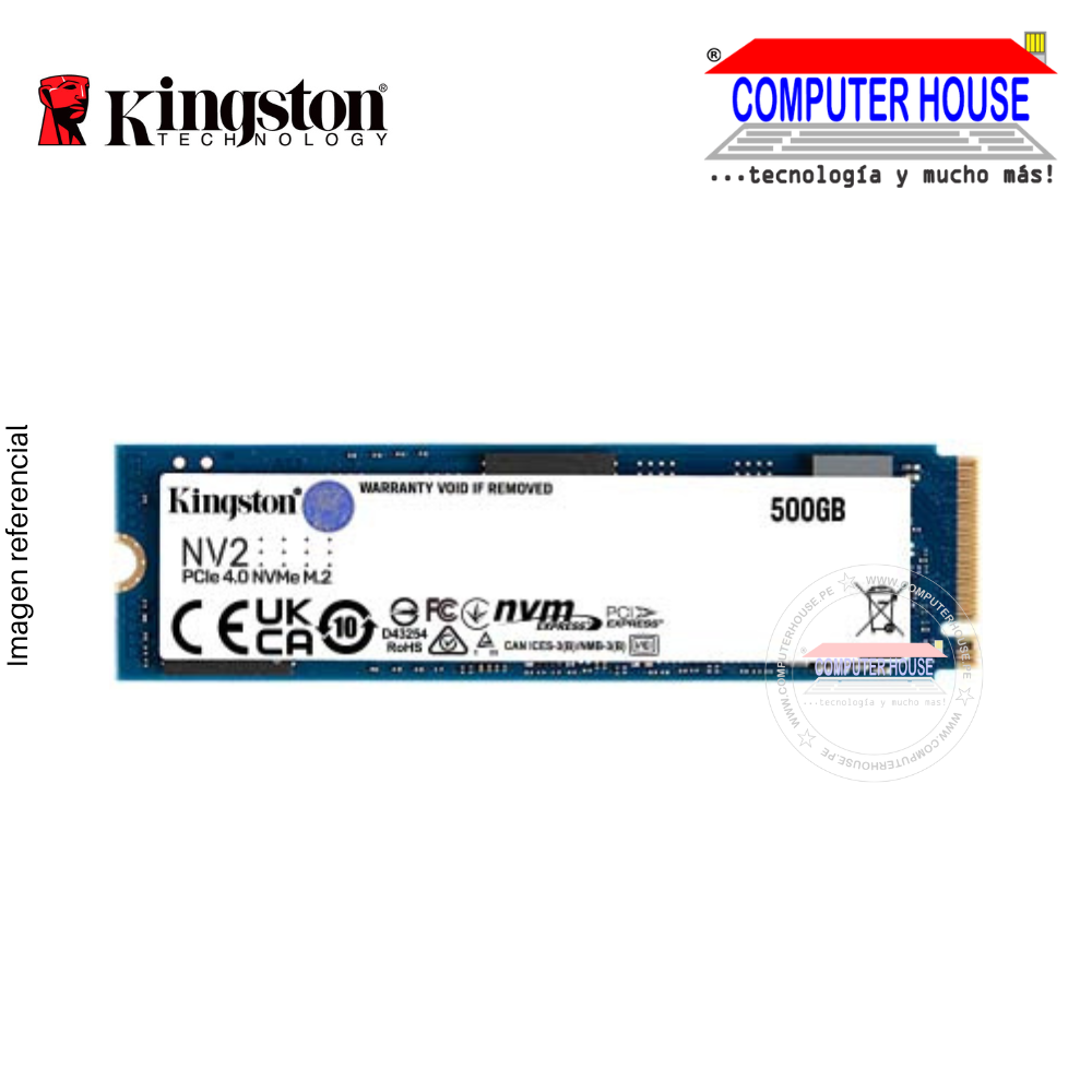 Disco Sólido 500GB KINGSTON M.2 NVMe PCIe NV2 (lectura 3500 MB/s, escritura 2100 MB/s, MAXIMO)