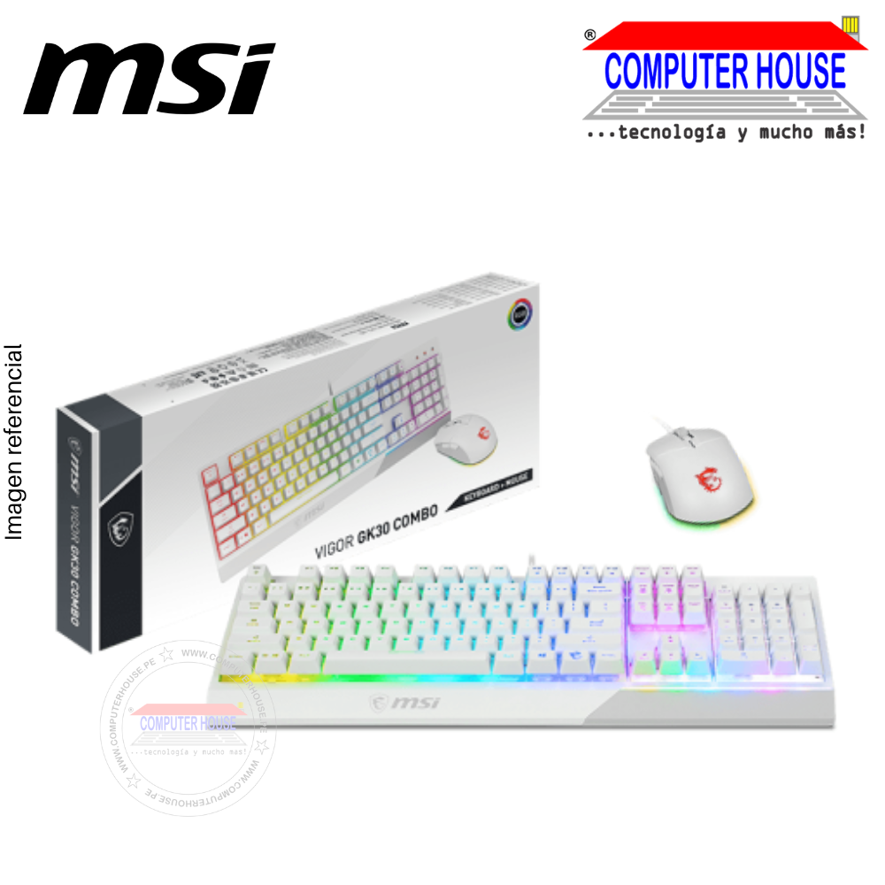 MSI Kit gamer vigor GK30 combo semi-mecánico RGB conexión USB.
