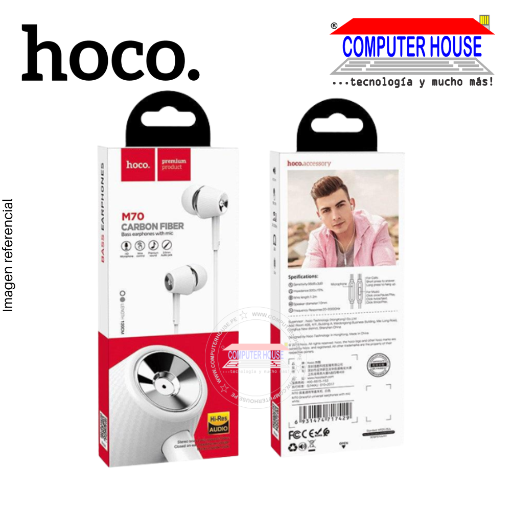 Audífono alámbrico HOCO M70 con microfono