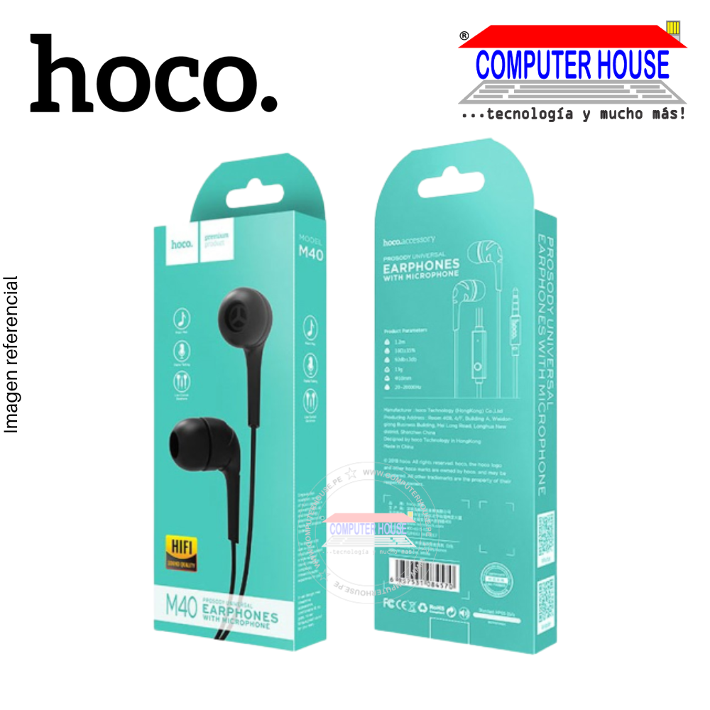 Audífono alámbrico HOCO M40 con microfono.