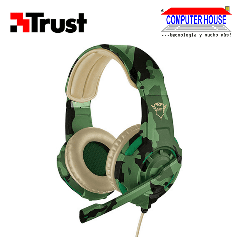 TRUST Radius GXT310C Wired Headset, Jungle Camo, 3.5mm Jack, PC/Laptop.