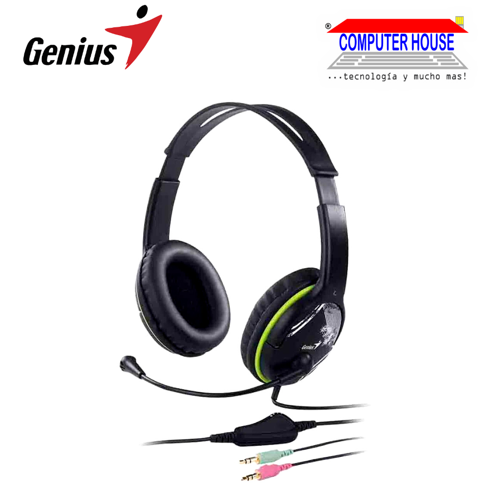 GENIUS HS-400A Street Style wired headphones with microphone, 1 audio jack output + 1 microphone jack 