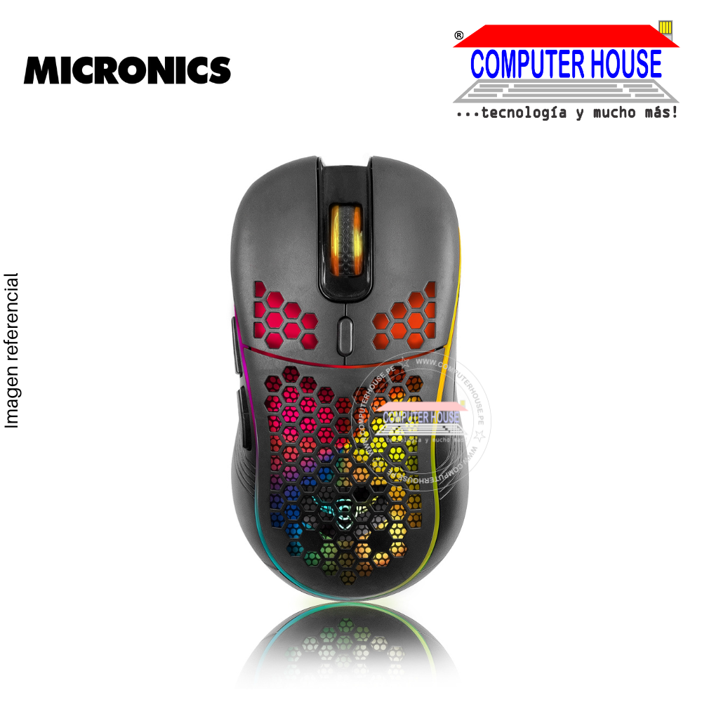 MICRONICS Mouse alámbrica Gamer MIC GM807 conexión USB.