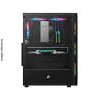Case Midtower 1St Player RB-5, Black, SIN FUENTE, lateral trasparente, RGB.