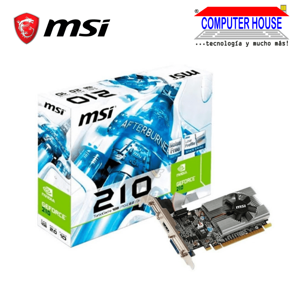 MSI GT210 1GB Video Card, GDDR3, Nvidia GeForce, 1xHDMI/1xVGA/1xDVI, 64-Bits.
