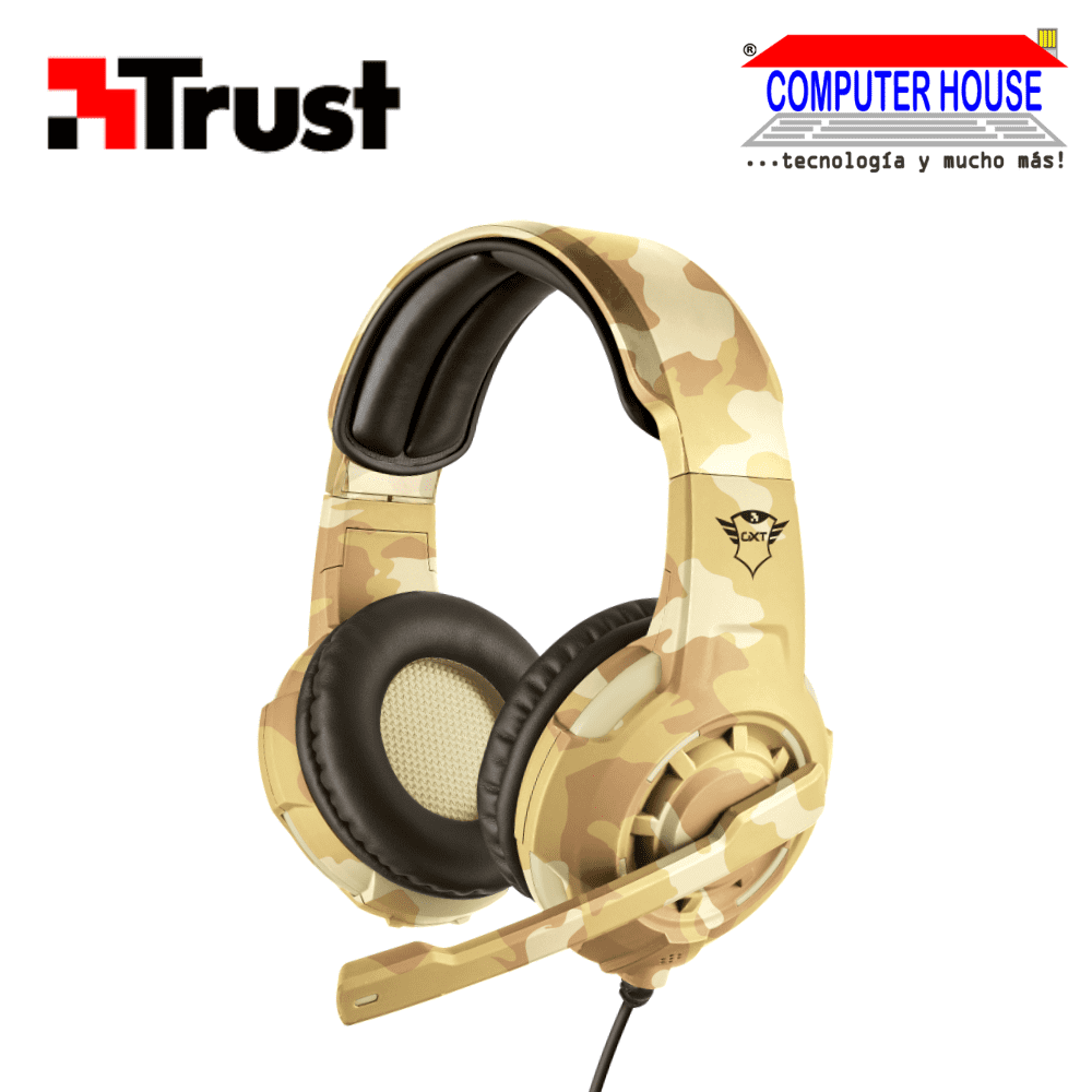 TRUST Radius GXT310D Wired Headset, Desert Camo, 3.5mm Jack, PC/Laptop.
