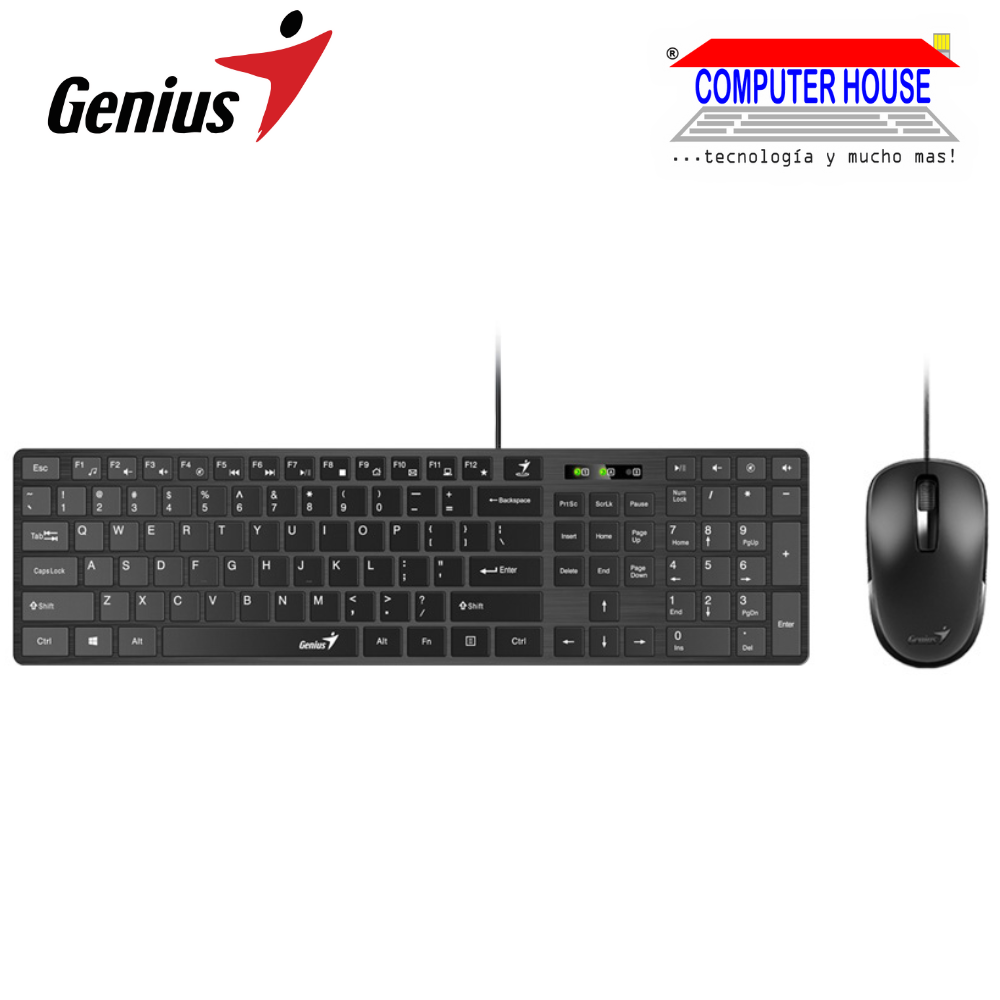 GENIUS Slimstar C126 Wired Keyboard + Mouse Kit, USB-A Connection.