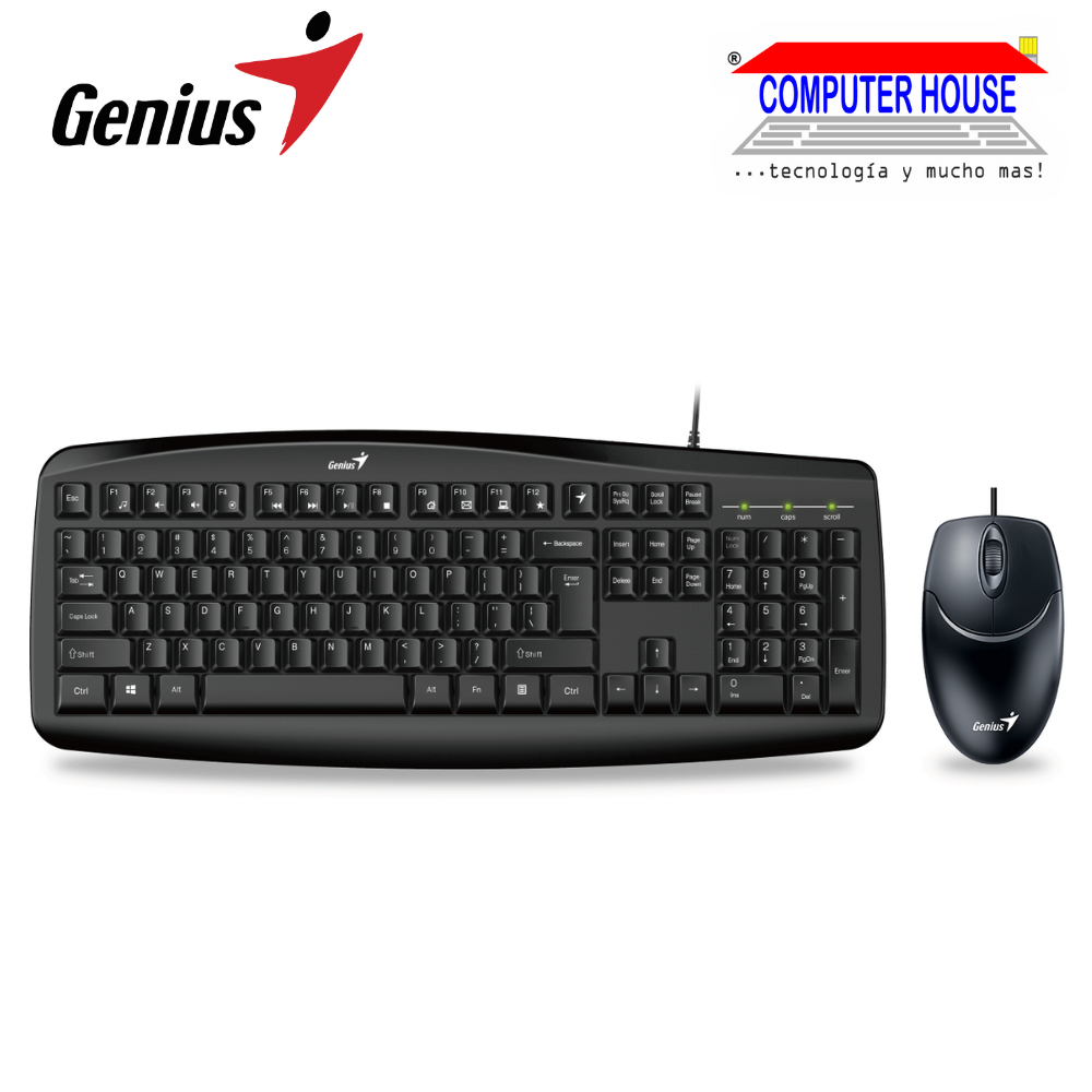 GENIUS KM-200 Wired Keyboard + Mouse Kit, USB-A Connection.