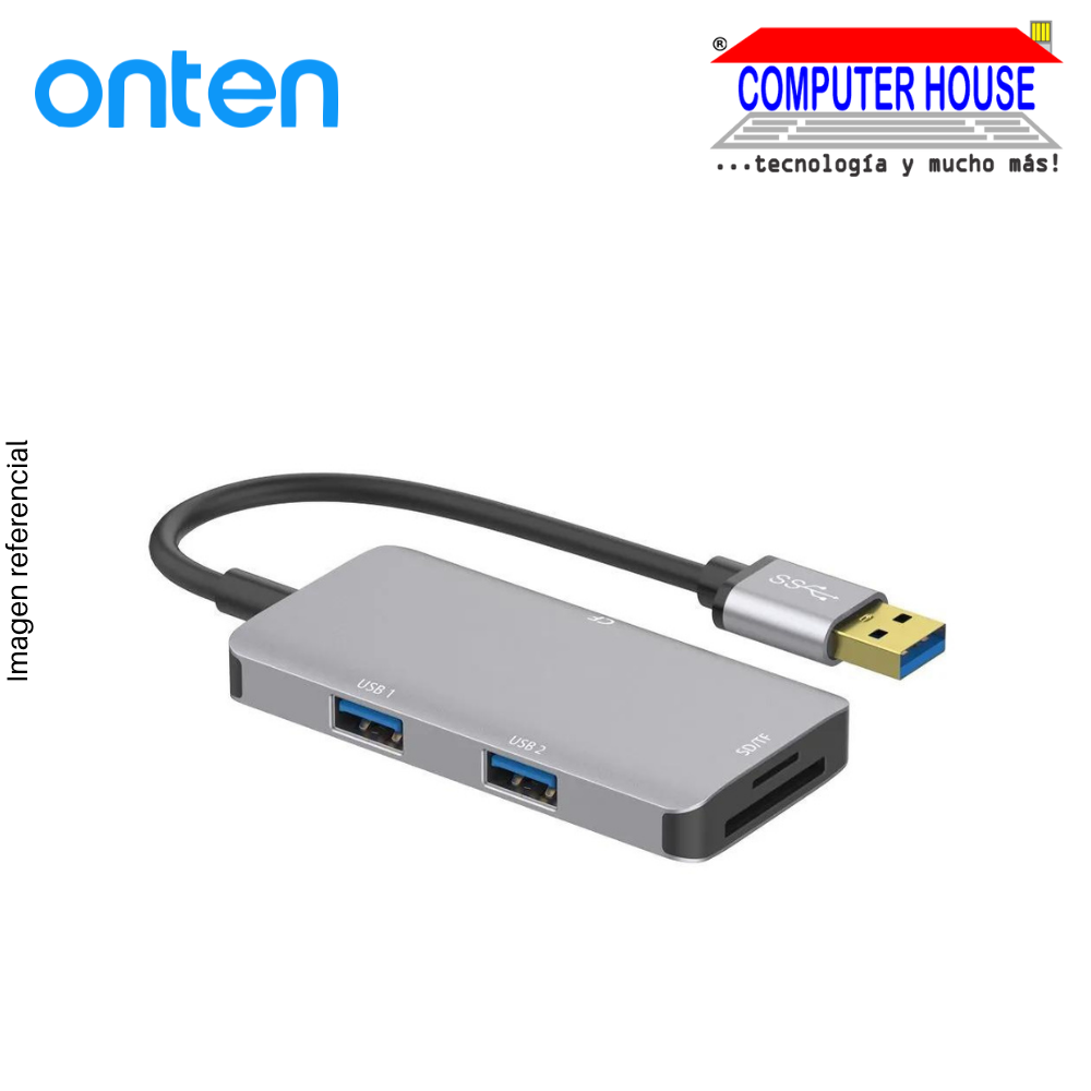 Extensión USB ONTEN 2 puertos USB 3.0 + SD/TF CardReader + CF CardReader cable 10cm conexión USB, Hub USB (OTN-8107)