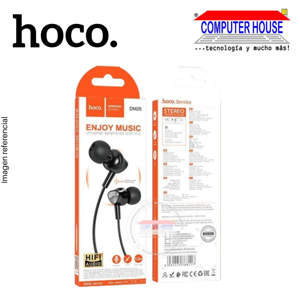 Audífono alámbrico HOCO DM25 con microfono.