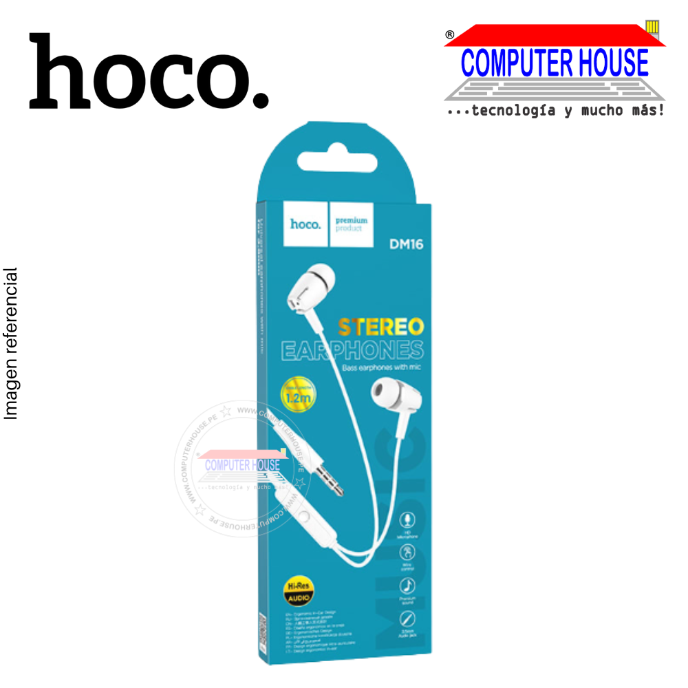 Audífono alámbrico HOCO DM16 con microfono.