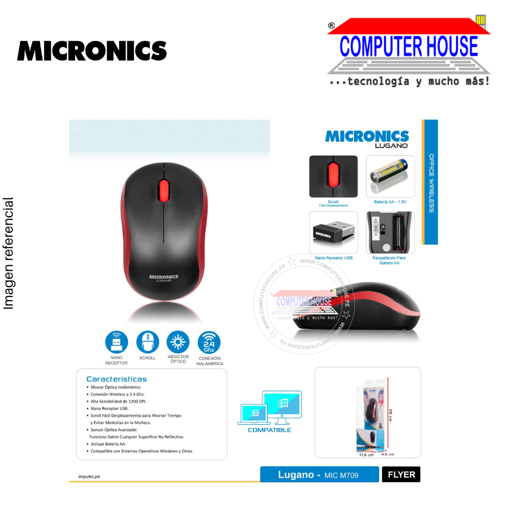 MICRONICS Mouse inalámbrico M709 Lugano conexión USB.