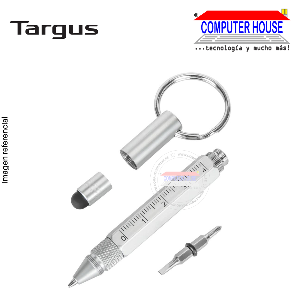 Lápiz para Tablet TARGUS 5 en 1 Multi-Tool, Llavero Stylus, Grey. (AMM172GL)