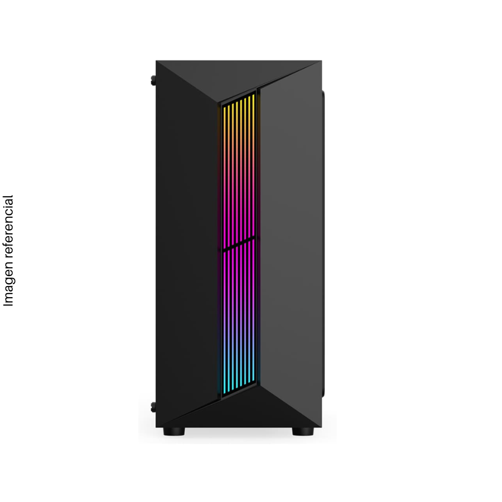 Case Midtower 1St Player RB-5, Black, SIN FUENTE, lateral trasparente, RGB.