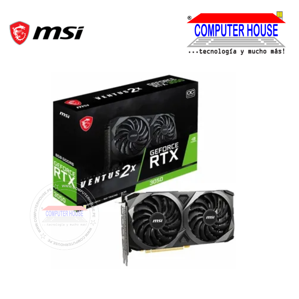 MSI RTX3050 8GB Video Card, GDDR6, Ventus 2X XS OC, Nvidia GeForce, 1xDisplayPort/1xHDMI/1xDVI, 128-Bits. 