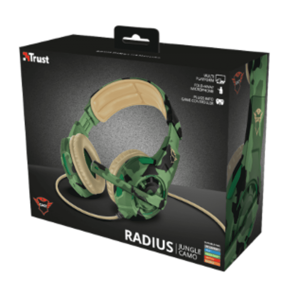 Audífono alámbrico TRUST Radius GXT310C, Jungle Camo, Jack 3.5mm, PC/Laptop.