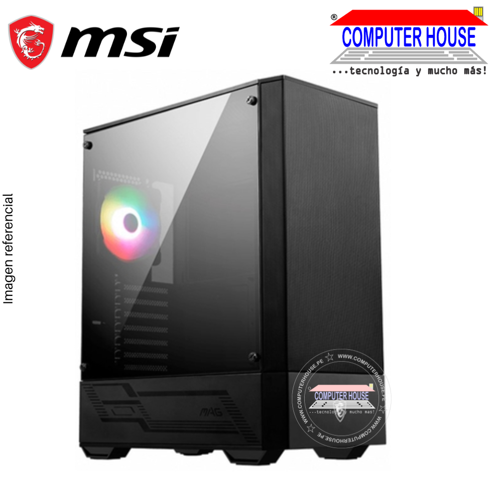Case MSI MAG FORCE 111R, Black, SIN FUENTE, lateral trasparente, RGB. (MS7844PC)
