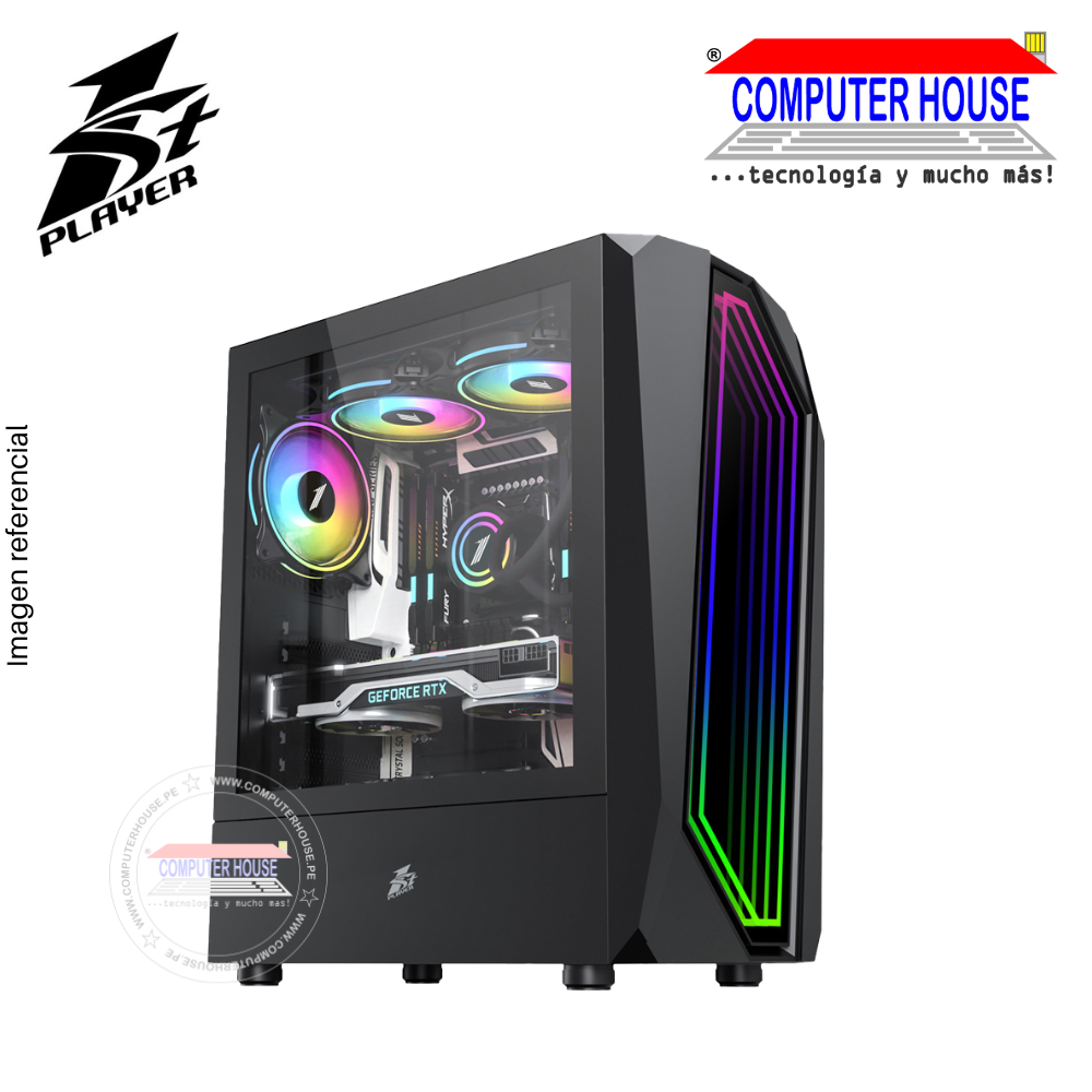 Case Midtower 1St Player IS6, WITHOUT SOURCE, Black, transparent side, ARGB.