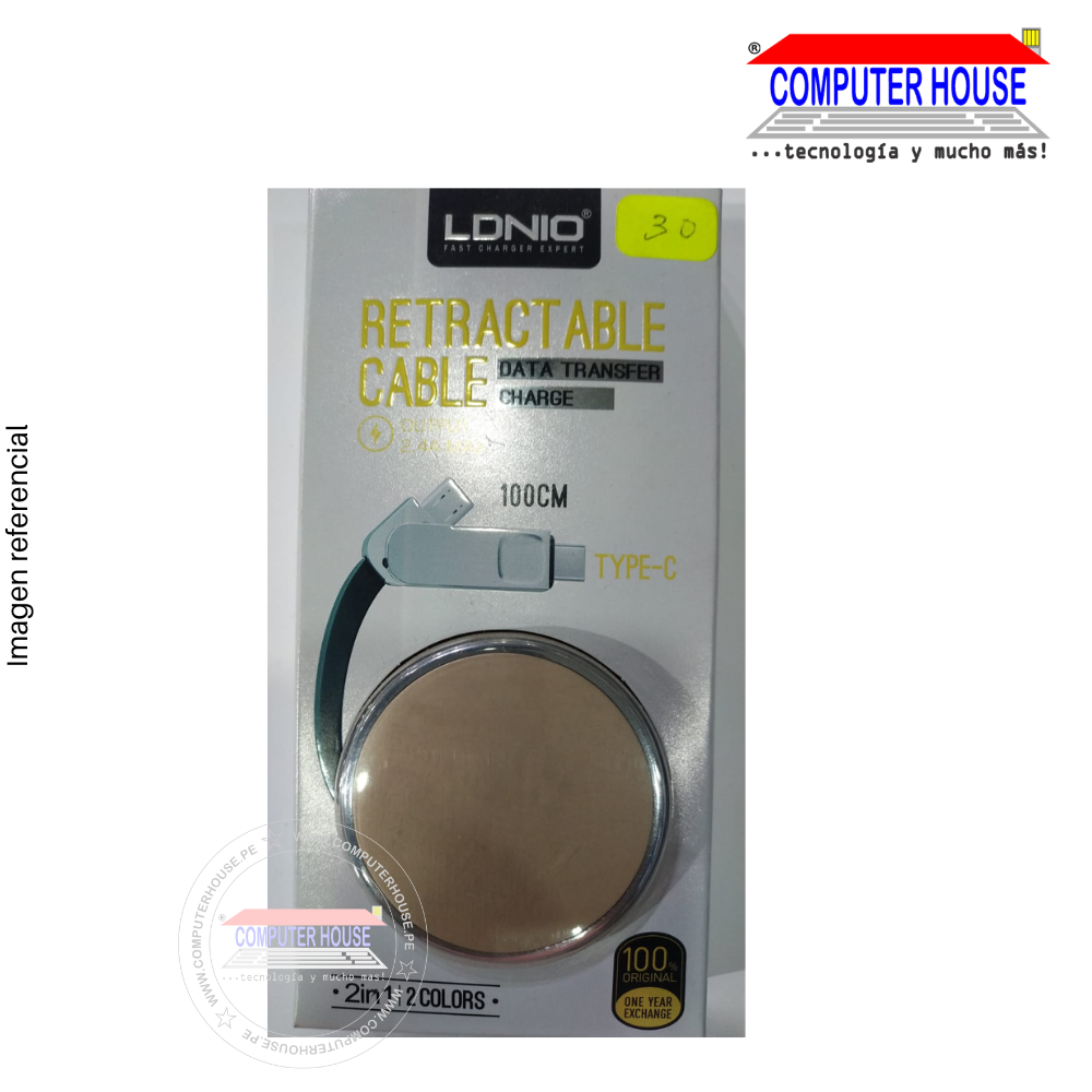 Retractable Cable TYPE-C AND MICRO LDNIO 2 in 1 100CM