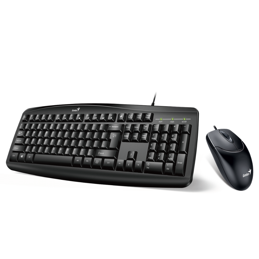 GENIUS KM-200 Wired Keyboard + Mouse Kit, USB-A Connection.