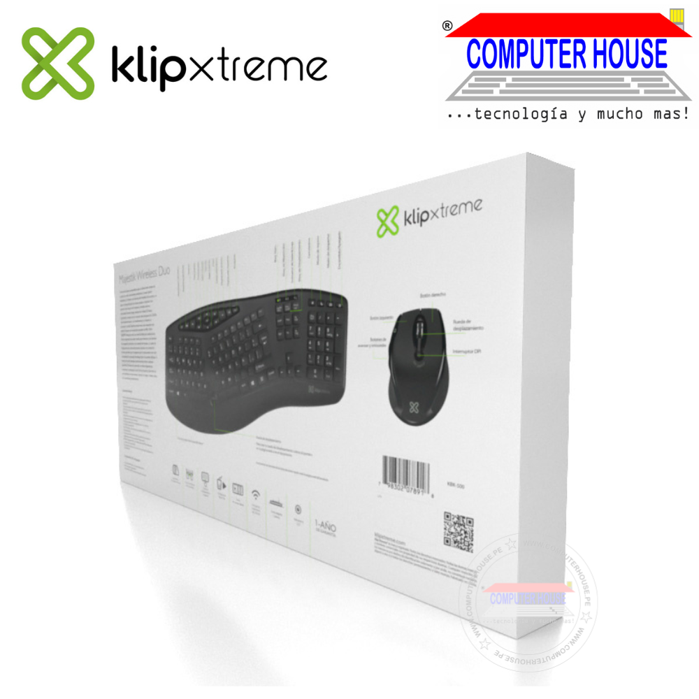KLIP XTREME Kit inalámbrico teclado mouse KBK-500 premium Majestik duo conexión USB.