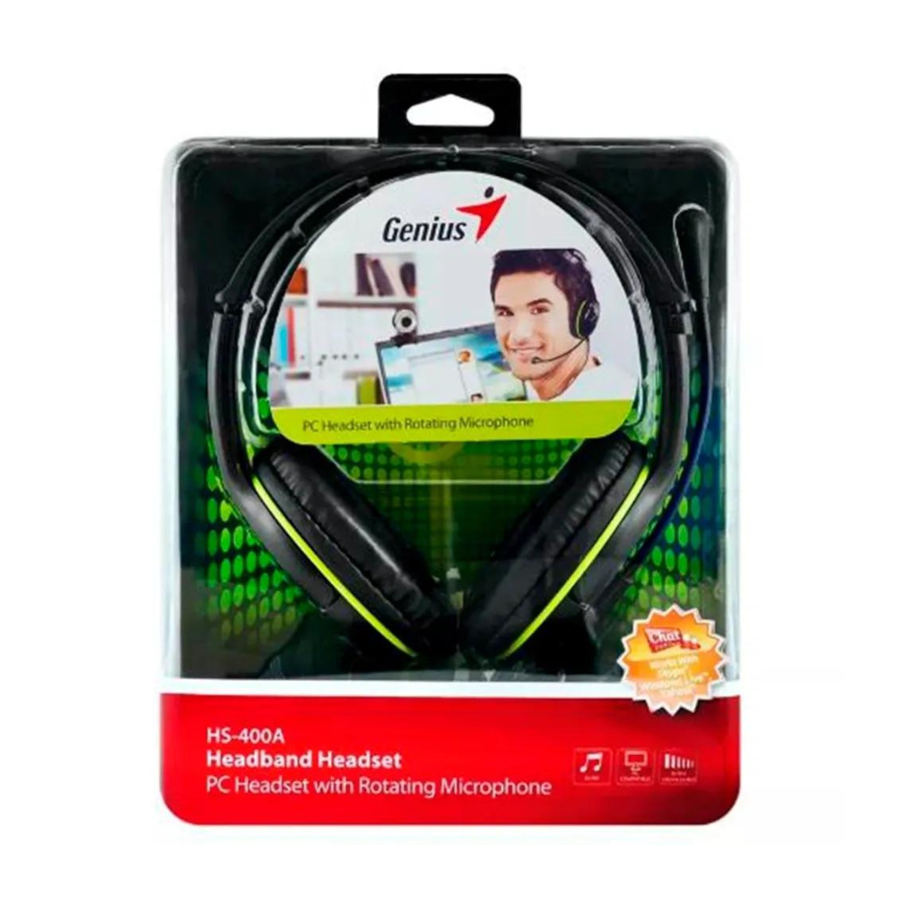 GENIUS HS-400A Street Style wired headphones with microphone, 1 audio jack output + 1 microphone jack 