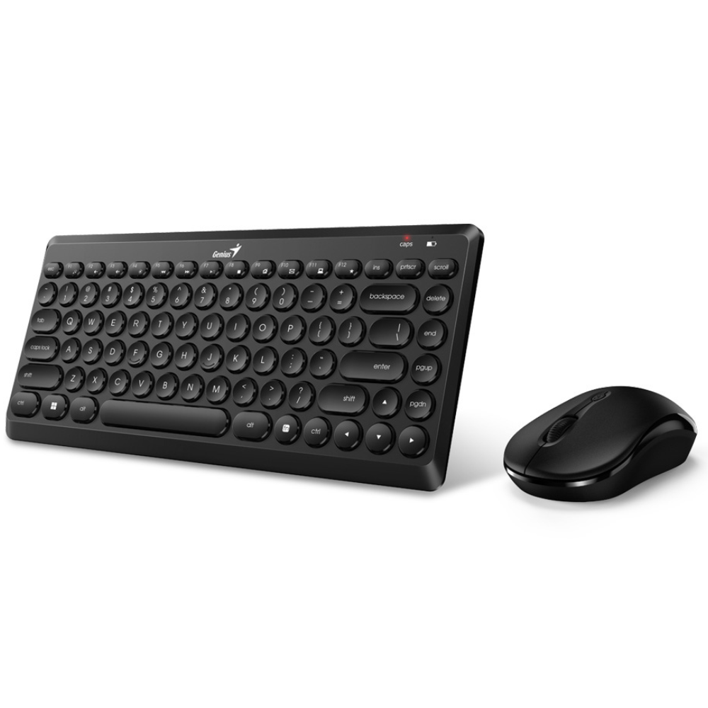 GENIUS Luxemate Q8000 Wireless Keyboard + Mouse Kit, USB Receiver.
