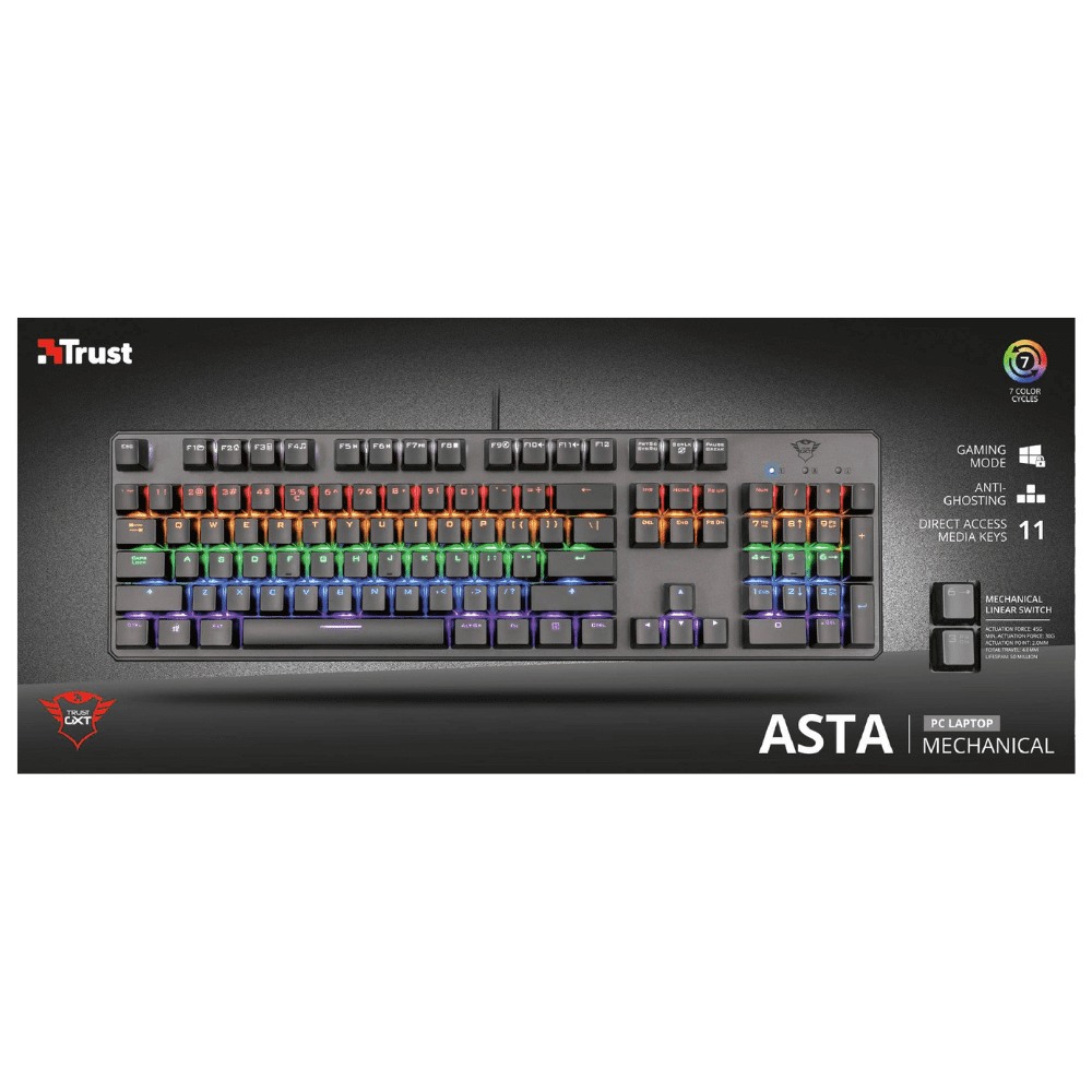 TRUST Teclado alámbrico mecánico ASTA GXT 865 RGB conexión USB.