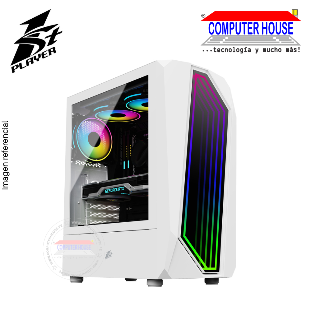 Case Midtower 1St Player IS6, WITHOUT SOURCE, White, transparent side, ARGB.