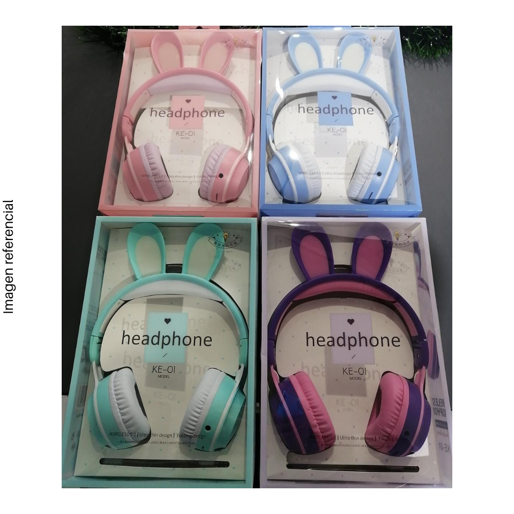 Audífono Inalámbrico Bluetooth KE-01, diseño orejas de Conejo.