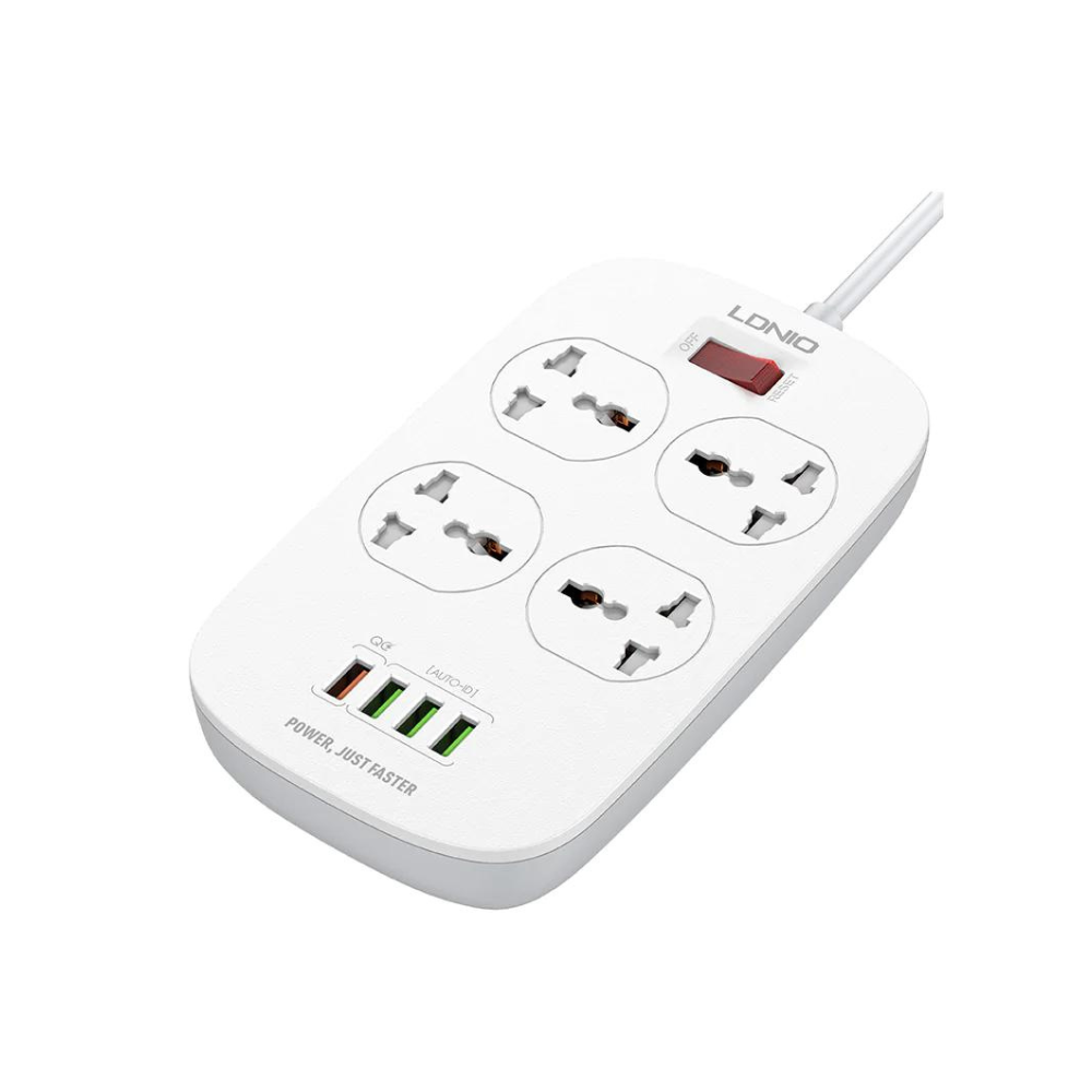 LDNIO SC4407 Spike Suppressor connection 4 universal sockets + 4 USB 3.0A with power button